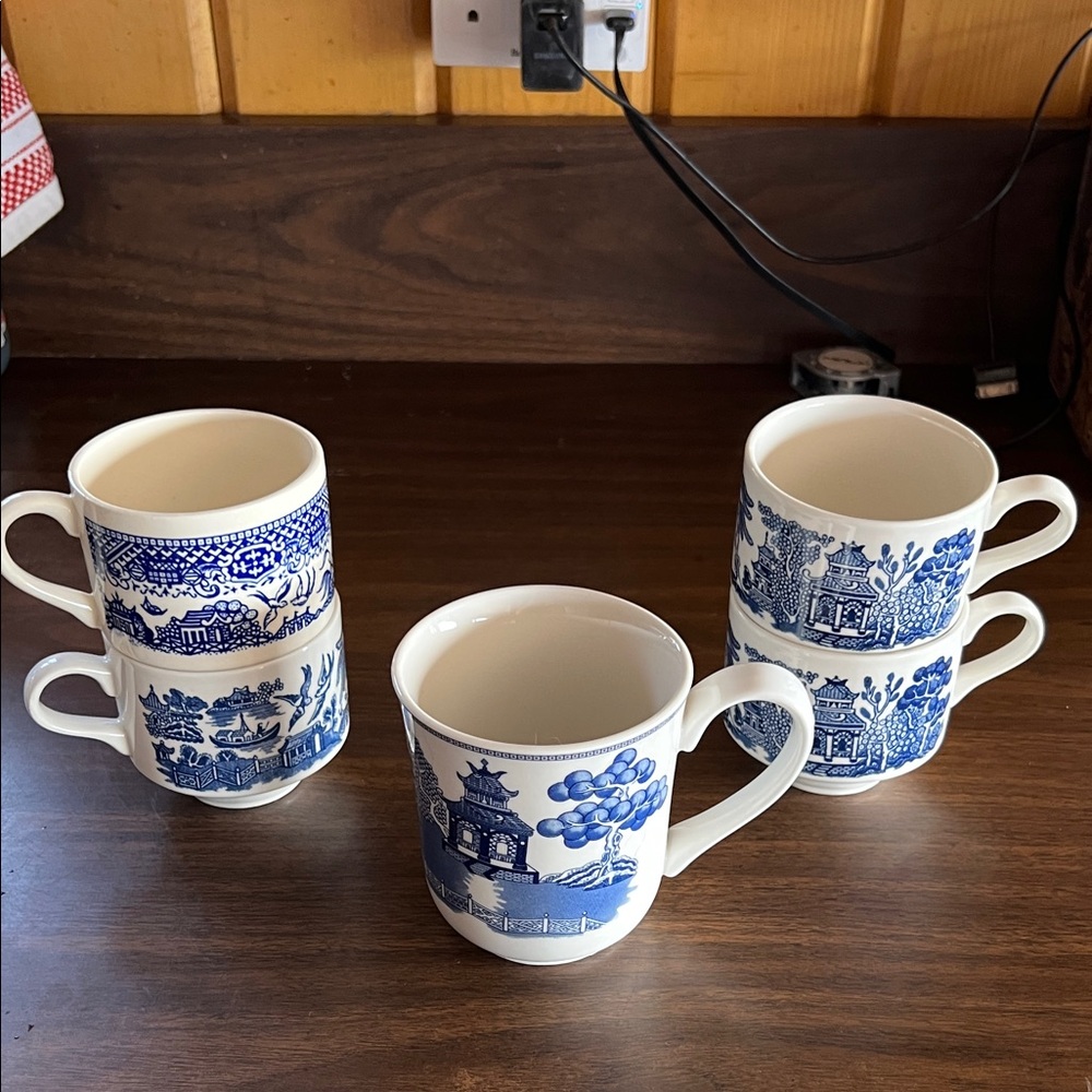 Johnson Brothers Blue and White Porcelain Mug Set